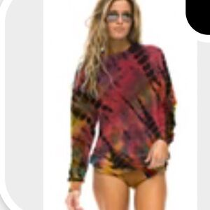 Aviator Nation Multicolor Tie-Dye Crewneck New Sz Med